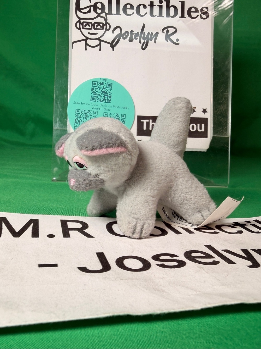 1995 Galoob Pound Puppies Purries Mini Grey Kitty Cat 2" Plush Toy